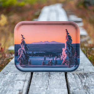 Fjäll i vinterljus - Bricka 36x28 cm
