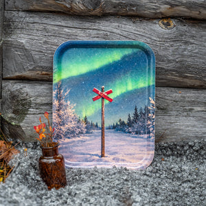 Ledkryss under norrsken - Bricka 36x28 cm