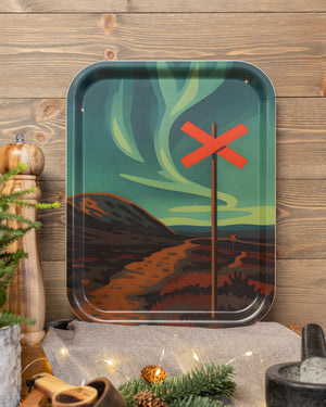 Ledkryss norrsken - Bricka 36x28 cm