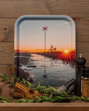 Frost ledkryss soluppgång - Bricka 36x28 cm