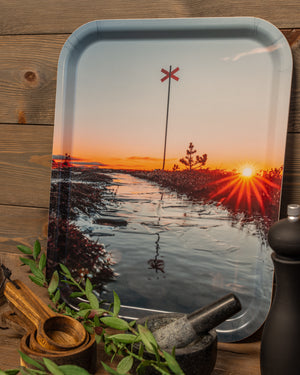 Frost ledkryss soluppgång - Bricka 36x28 cm