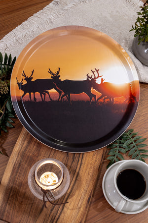 Renar i soluppgången - Bricka 31 cm