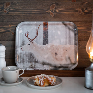 Ren i snön - Bricka 36x28 cm