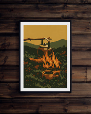 Kaffe över elden med kåsa