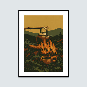 Kaffe över elden med kåsa