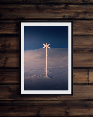 Snöigt ledkryss soluppgång Nipfjället