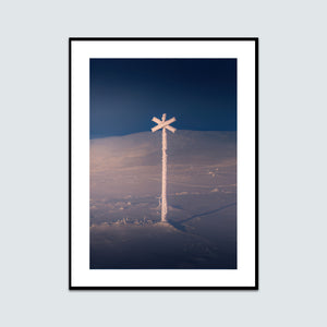 Snöigt ledkryss soluppgång Nipfjället