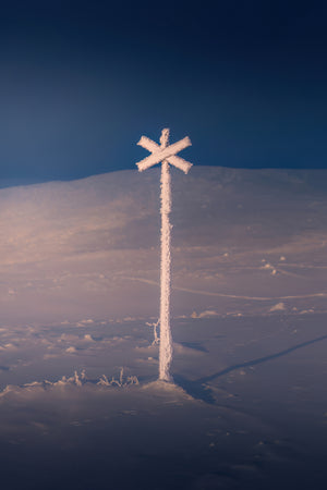 Snöigt ledkryss soluppgång Nipfjället